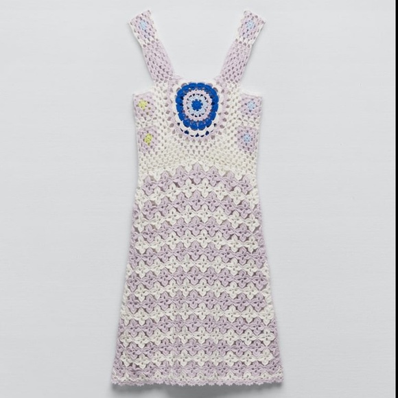 Zara Crochet Knit Mini Dress Limited Edition - Picture 5 of 11